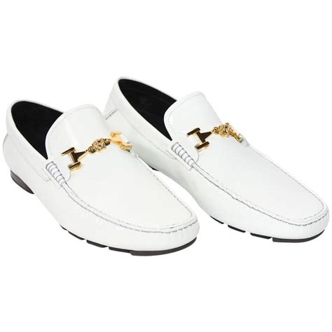 all white versace men loafers replica